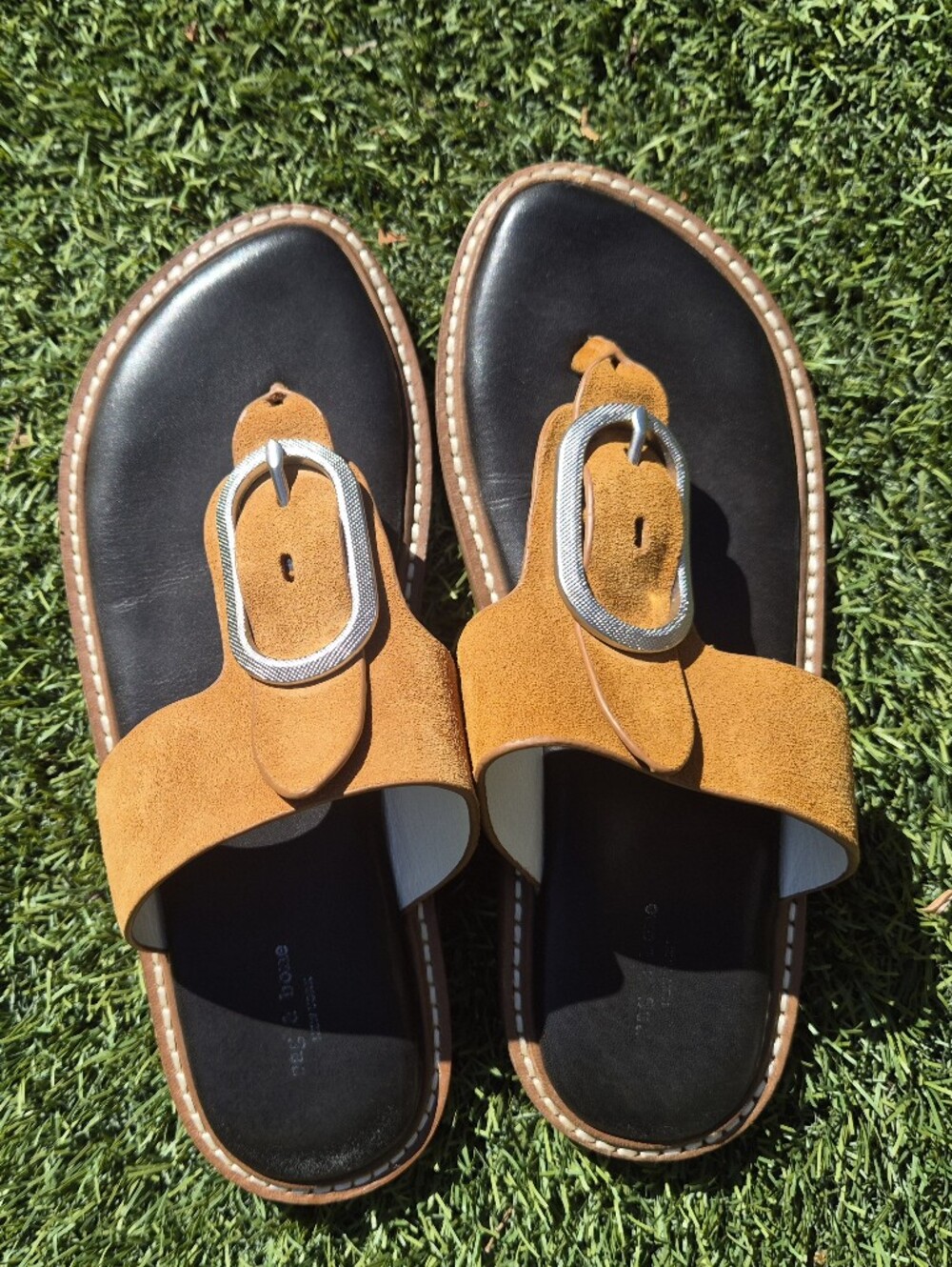 Rag & Bone New York Suede Leather Buckle Slide Sandals Women's EU 36 US 6 Camel